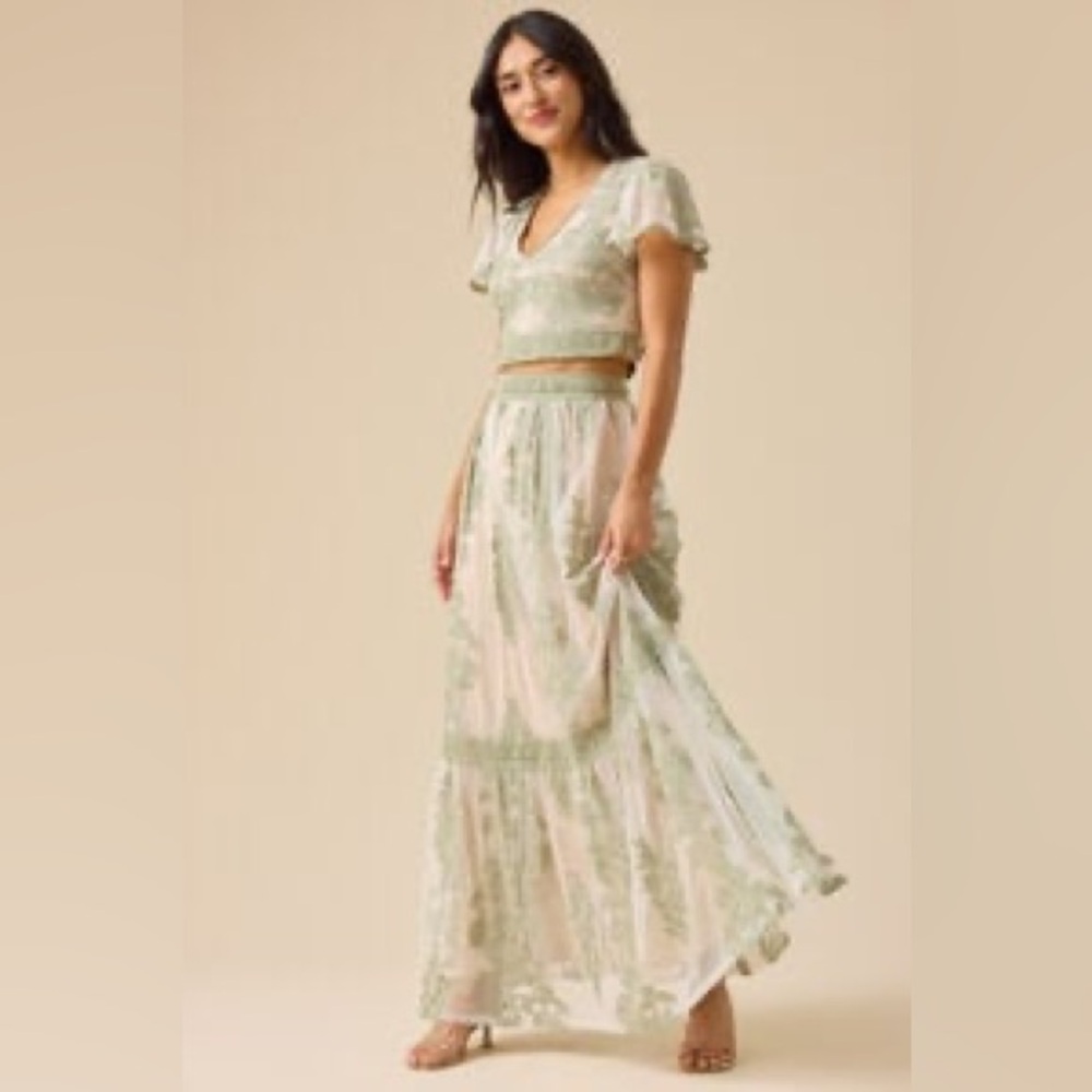 NWT Altar’d State Arissa Floral Embroidered Maxi Skirt And Top (SET) - Picture 2 of 9